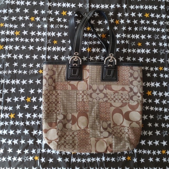 Coach canvas leather shoulder bag classic logo - Picture 1 of 9